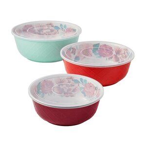 The Pioneer Woman 6 Piece Melamine BPA Storage Serving & Bowl Set with Lids New